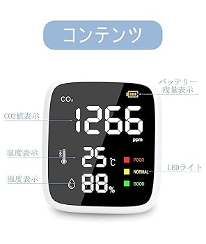 Co2モニター　気温、湿度、時間その他表示機能有り Amazon.co.jp: Absdefen co2メーターモニター 二酸化炭素検出器